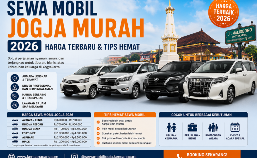 Sewa Mobil Jogja Murah 2026 – Harga Terbaru & Tips Hemat